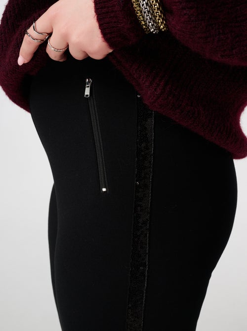 MS MODE Tregging Legging skinny à paillettes et bande latérale - Kiabi