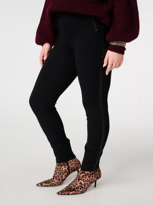 MS MODE Tregging Legging skinny à paillettes et bande latérale - Kiabi