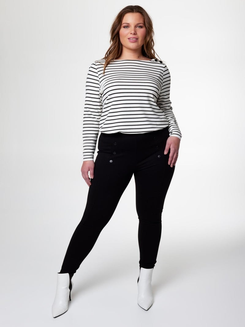 MS MODE Tregging Tregging boutonné Noir Noir - Kiabi