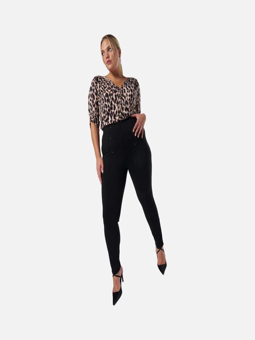 MS MODE Tregging Treggings avec boutons dores Noir Noir Kiabi nu