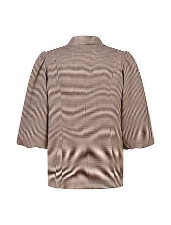 MS MODE Veste Blazer à carreaux avec manches bouffantes