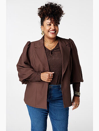 MS MODE Veste Blazer à manches bouffantes courtes