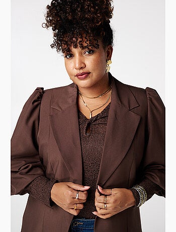 MS MODE Veste Blazer à manches bouffantes courtes