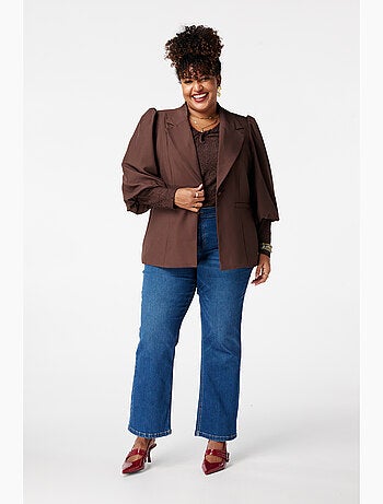 MS MODE Veste Blazer à manches bouffantes courtes