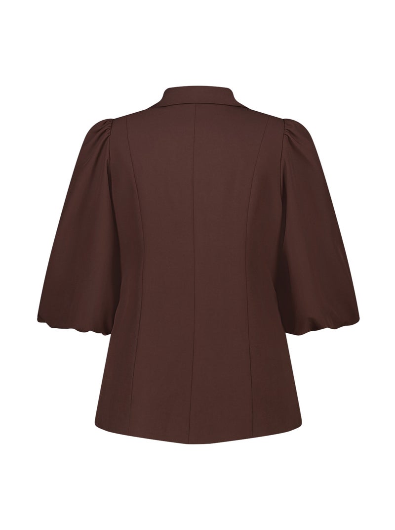 MS MODE Veste Blazer à manches bouffantes courtes Marron foncé - Kiabi