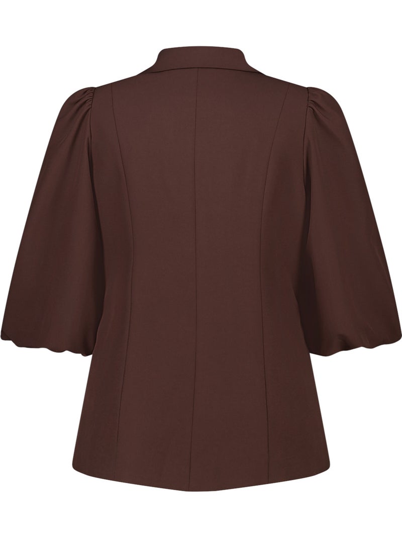 MS MODE Veste Blazer à manches bouffantes Marron foncé - Kiabi