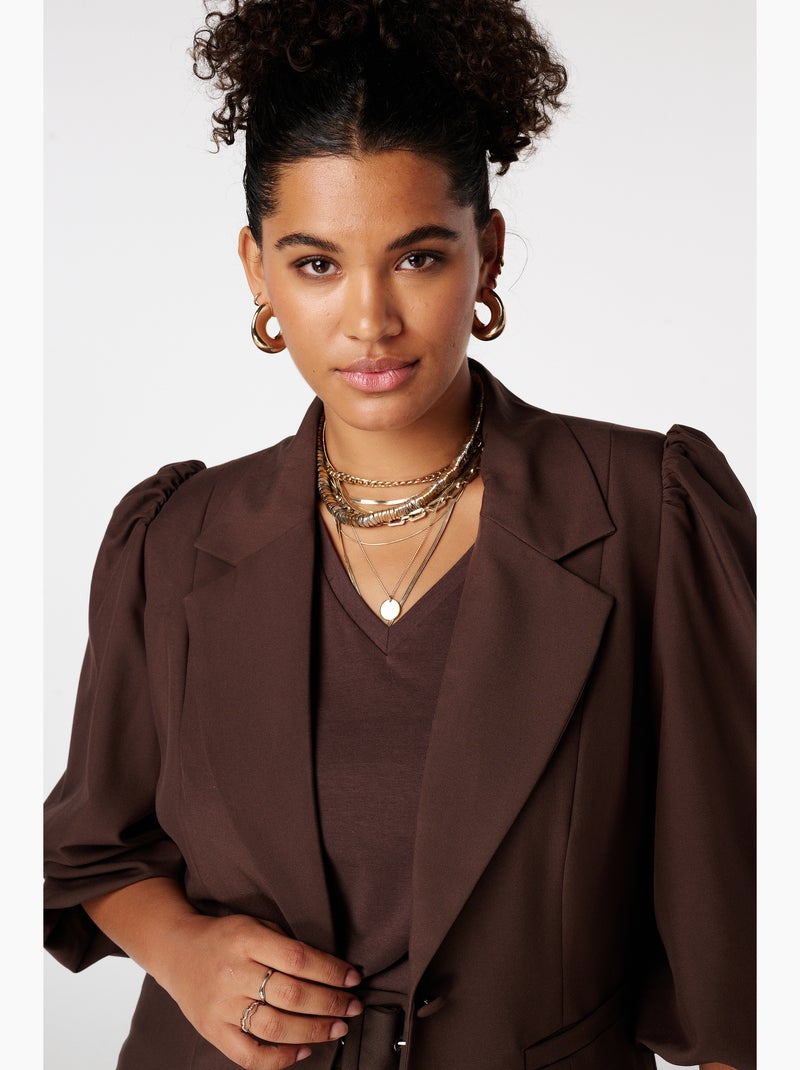 MS MODE Veste Blazer à manches bouffantes Marron foncé - Kiabi