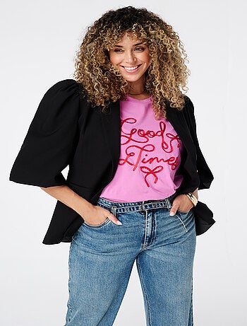 MS MODE Veste Blazer à manches bouffantes