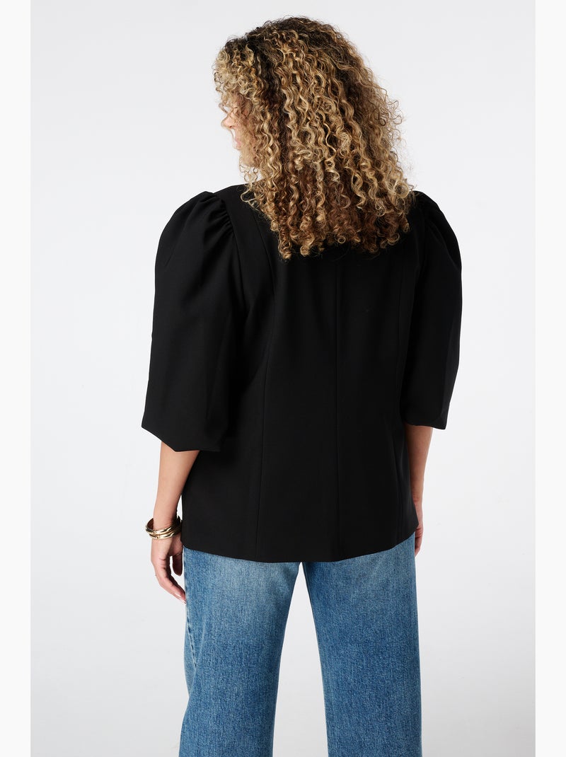 MS MODE Veste Blazer à manches bouffantes Noir - Kiabi