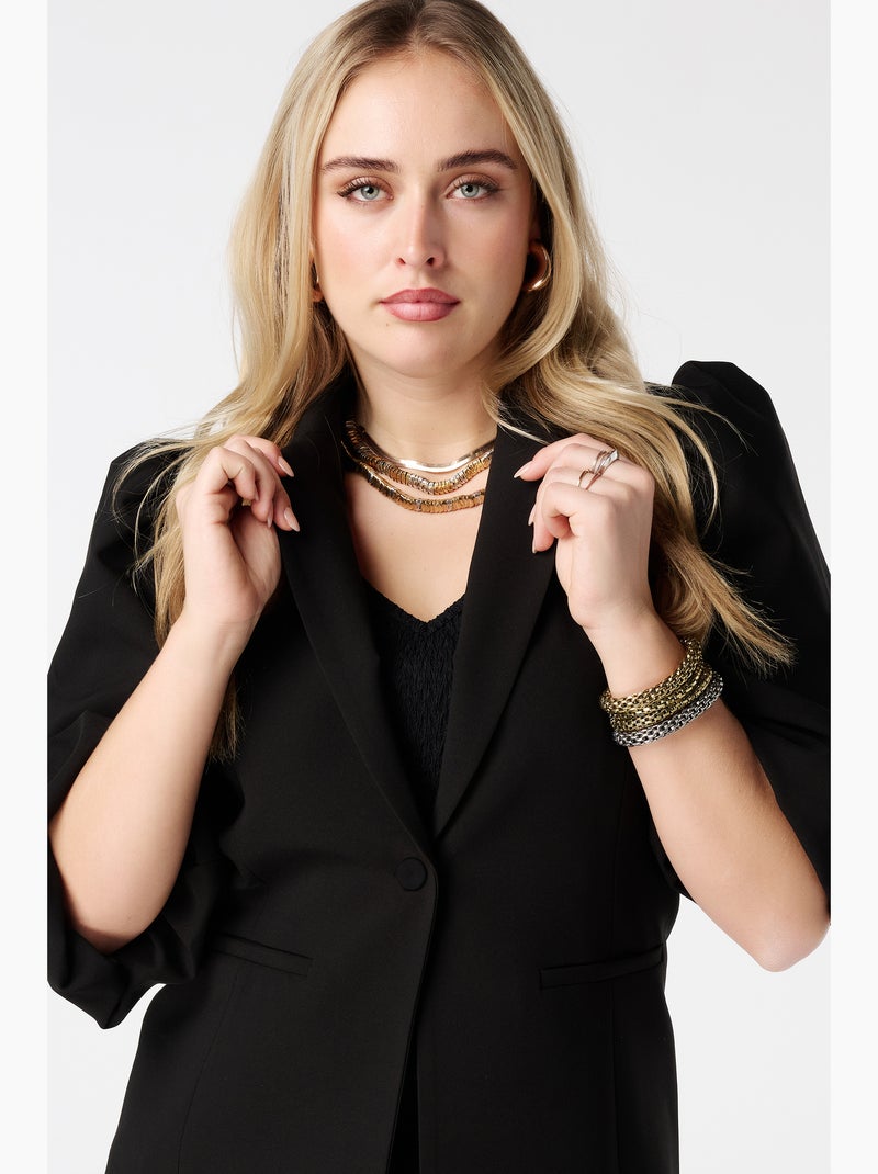 MS MODE Veste Blazer à manches bouffantes Noir - Kiabi