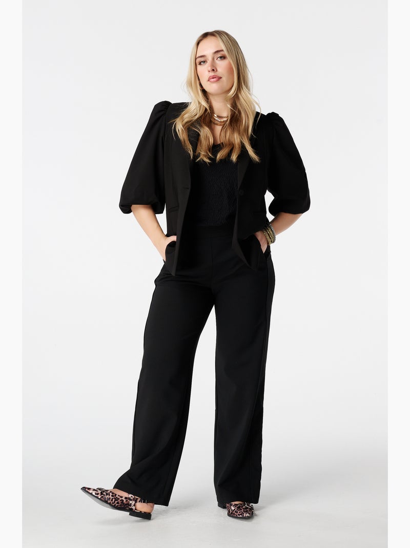 MS MODE Veste Blazer à manches bouffantes Noir - Kiabi