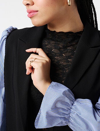 MS MODE Veste Blazer à manches rayées