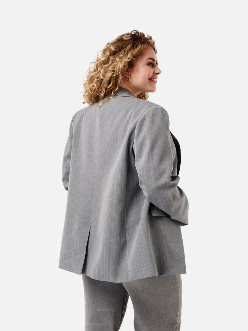 MS MODE Veste Blazer à rayures en lurex Gris - Kiabi