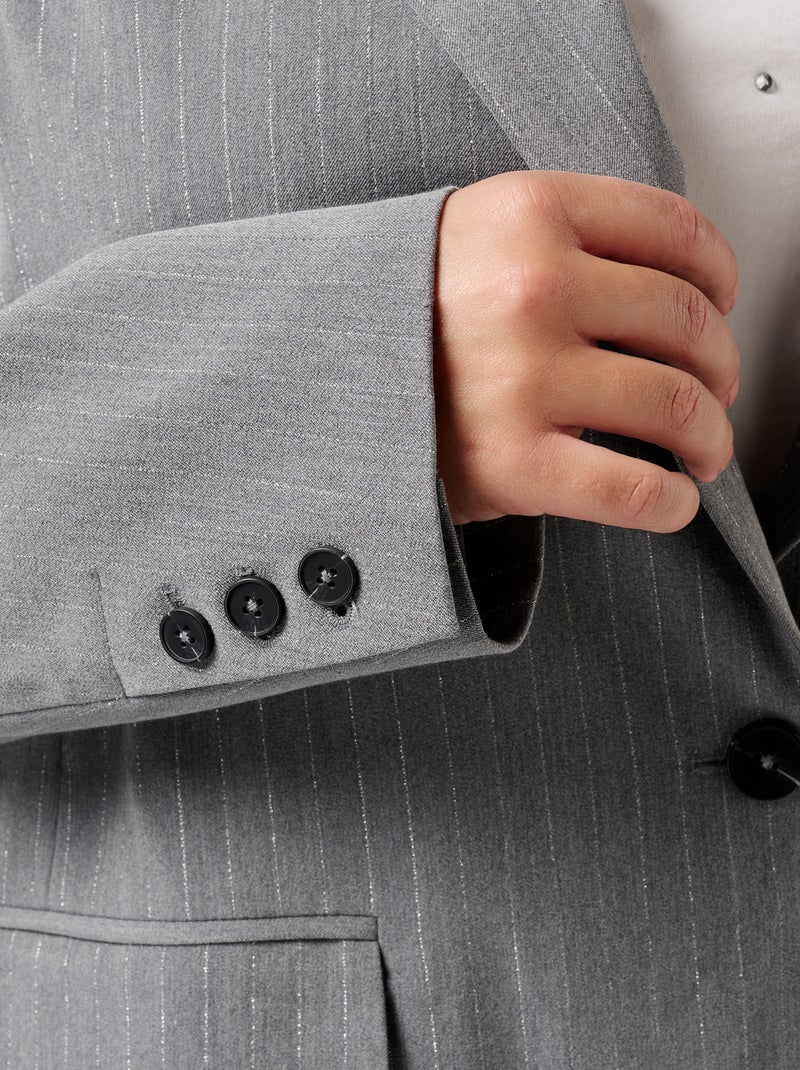 MS MODE Veste Blazer à rayures en lurex Gris - Kiabi