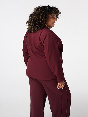 MS MODE Veste Blazer à revers avec ceinture à nouer