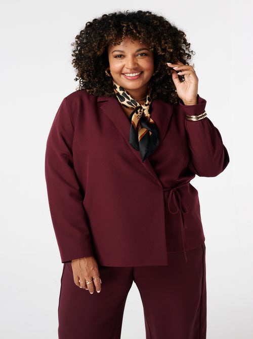 MS MODE Veste Blazer à revers avec ceinture à nouer - Kiabi