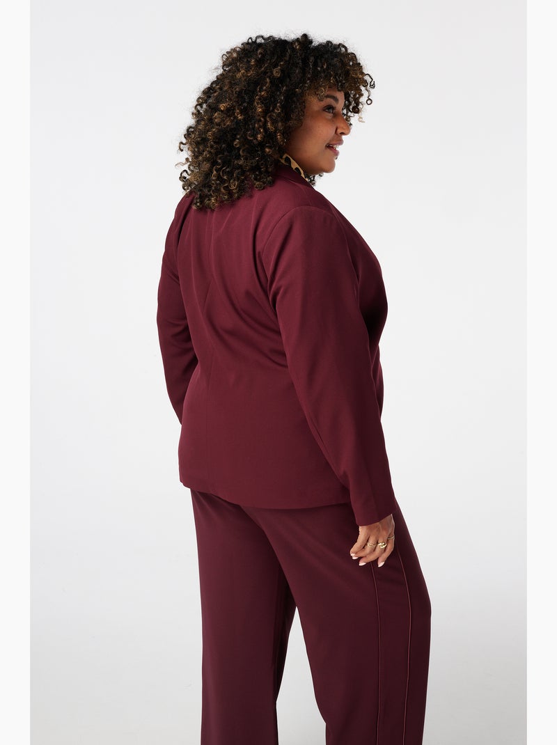 MS MODE Veste Blazer à revers avec ceinture à nouer Bordeaux - Kiabi