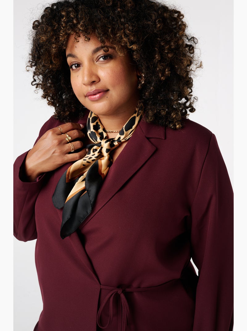 MS MODE Veste Blazer à revers avec ceinture à nouer Bordeaux - Kiabi