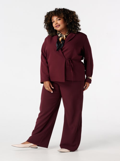 MS MODE Veste Blazer à revers avec ceinture à nouer - Kiabi