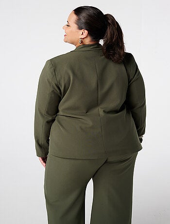 MS MODE Veste Blazer à revers avec ceinture à nouer