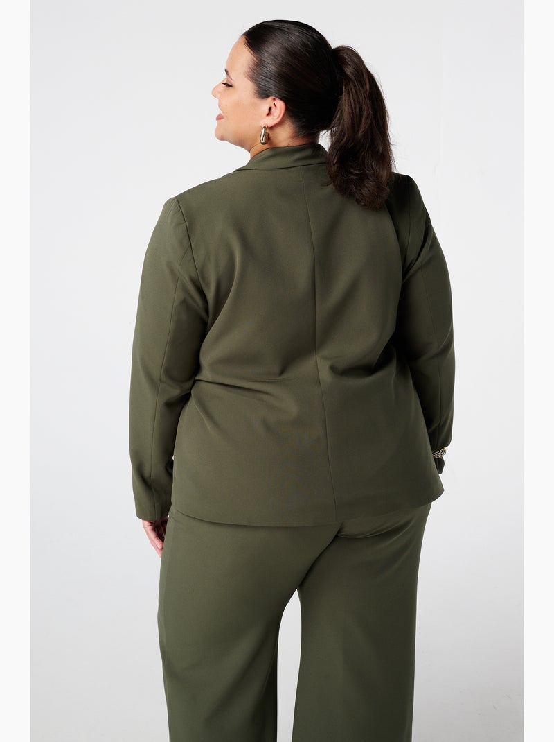 MS MODE Veste Blazer à revers avec ceinture à nouer Kaki foncé - Kiabi