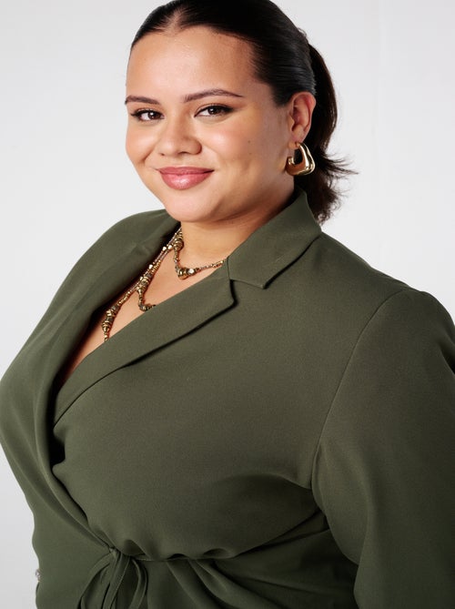 MS MODE Veste Blazer à revers avec ceinture à nouer - Kiabi