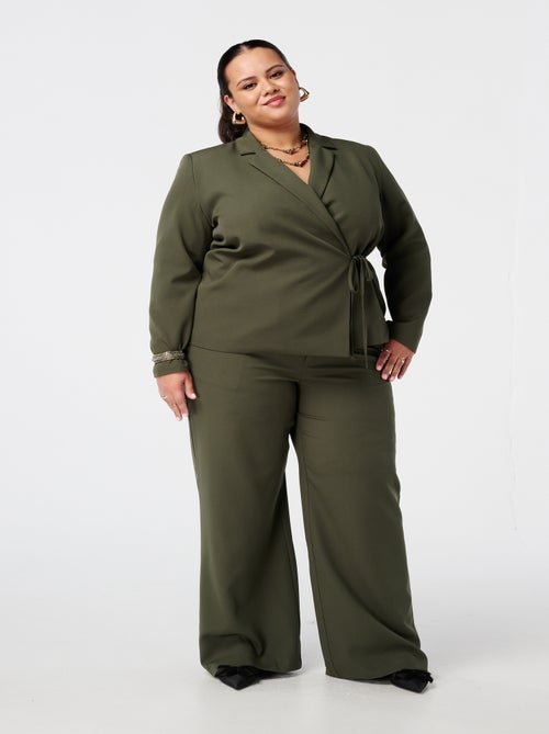 MS MODE Veste Blazer à revers avec ceinture à nouer - Kiabi