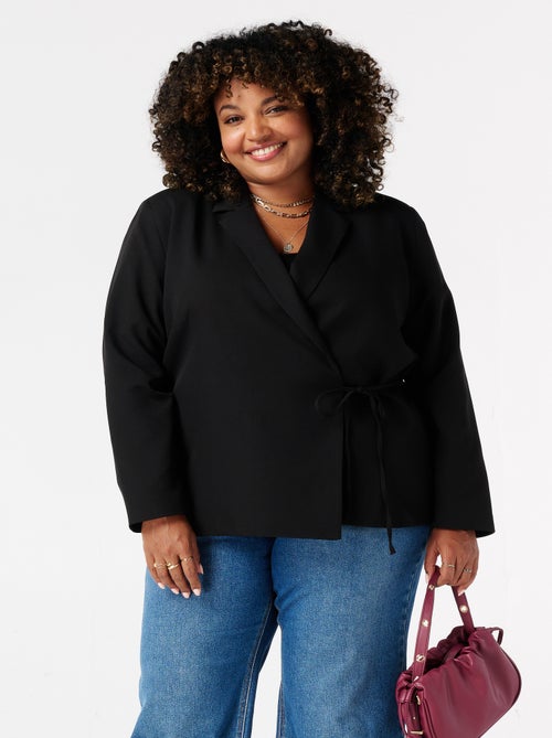 MS MODE Veste Blazer à revers avec ceinture à nouer - Kiabi