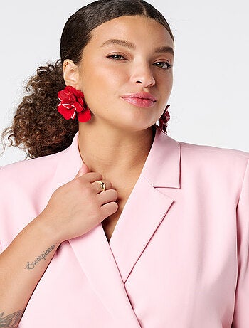 MS MODE Veste Blazer à revers manches courtes