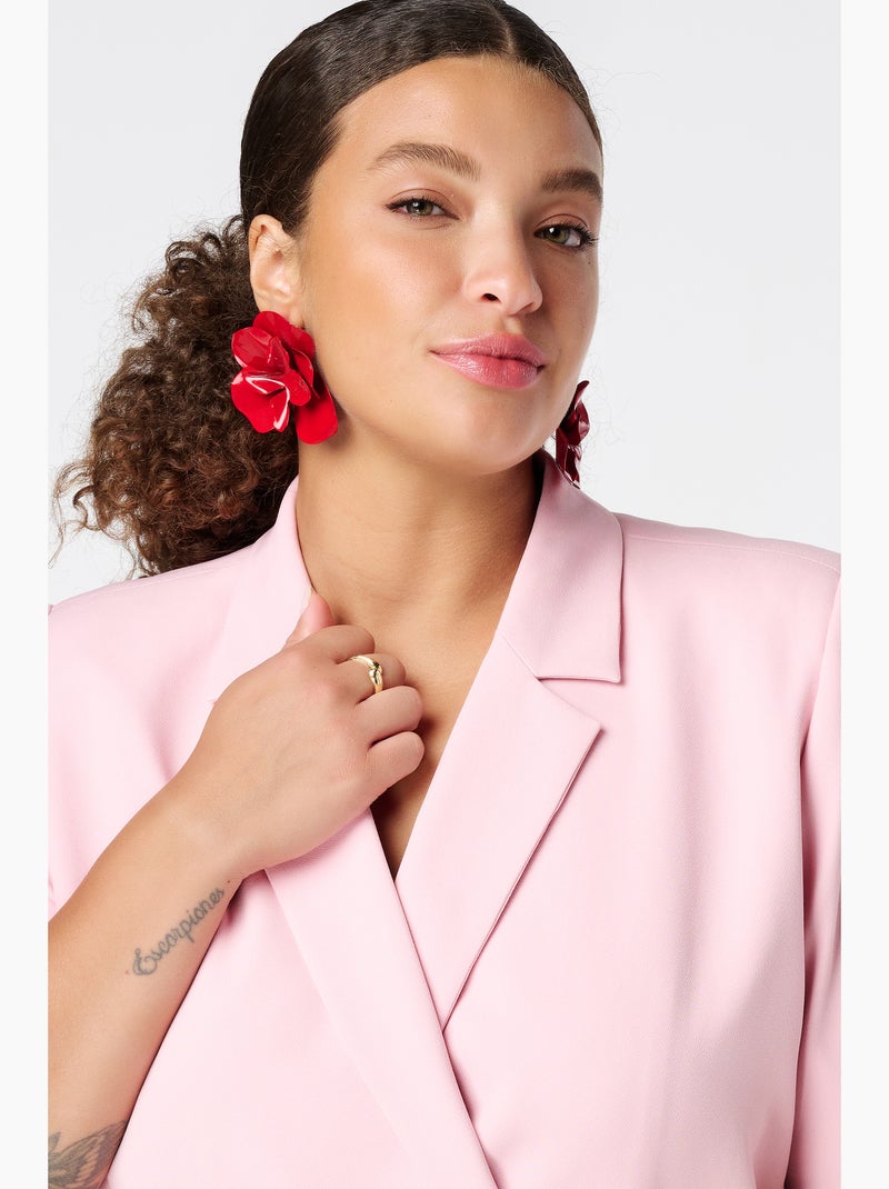 MS MODE Veste Blazer à revers manches courtes Rose clair - Kiabi