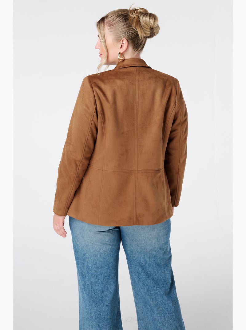 MS MODE Veste Blazer aspect daim Cognac - Kiabi