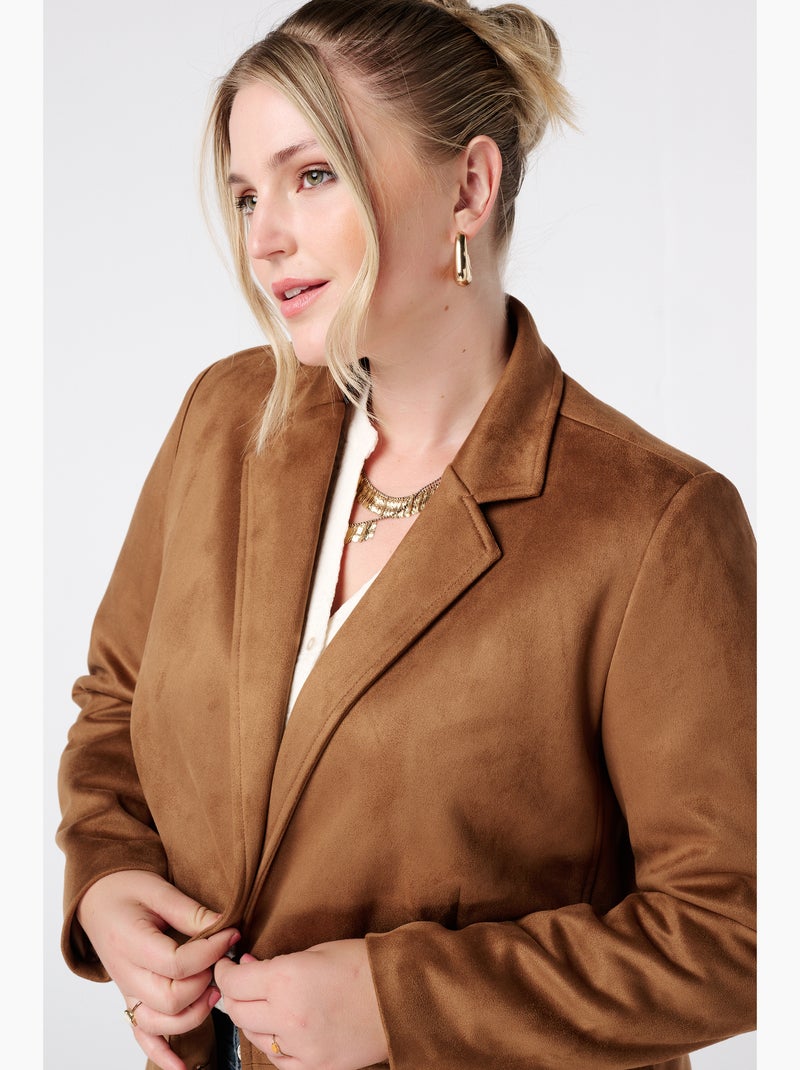MS MODE Veste Blazer aspect daim Cognac - Kiabi