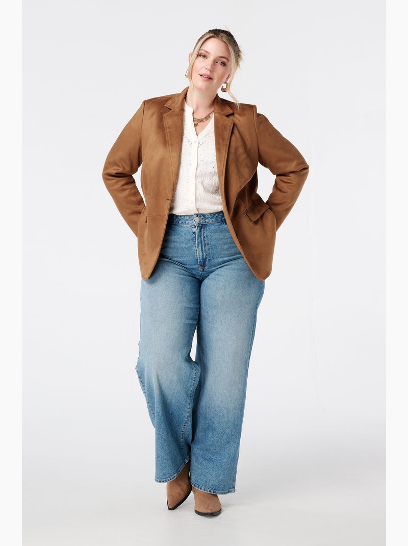 MS MODE Veste Blazer aspect daim Cognac - Kiabi