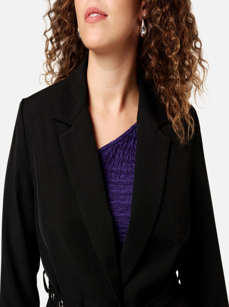 MS MODE Veste Blazer avec ceinture Noir Noir - Kiabi