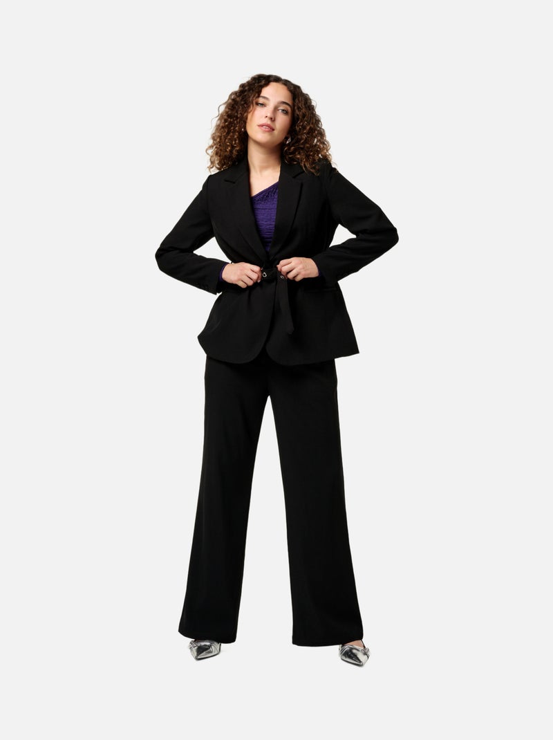 MS MODE Veste Blazer avec ceinture Noir Noir - Kiabi