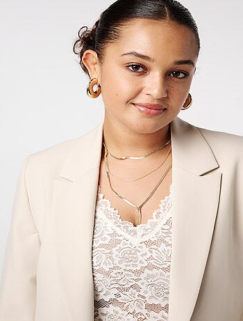 MS MODE Veste Blazer avec fermeture à boutons