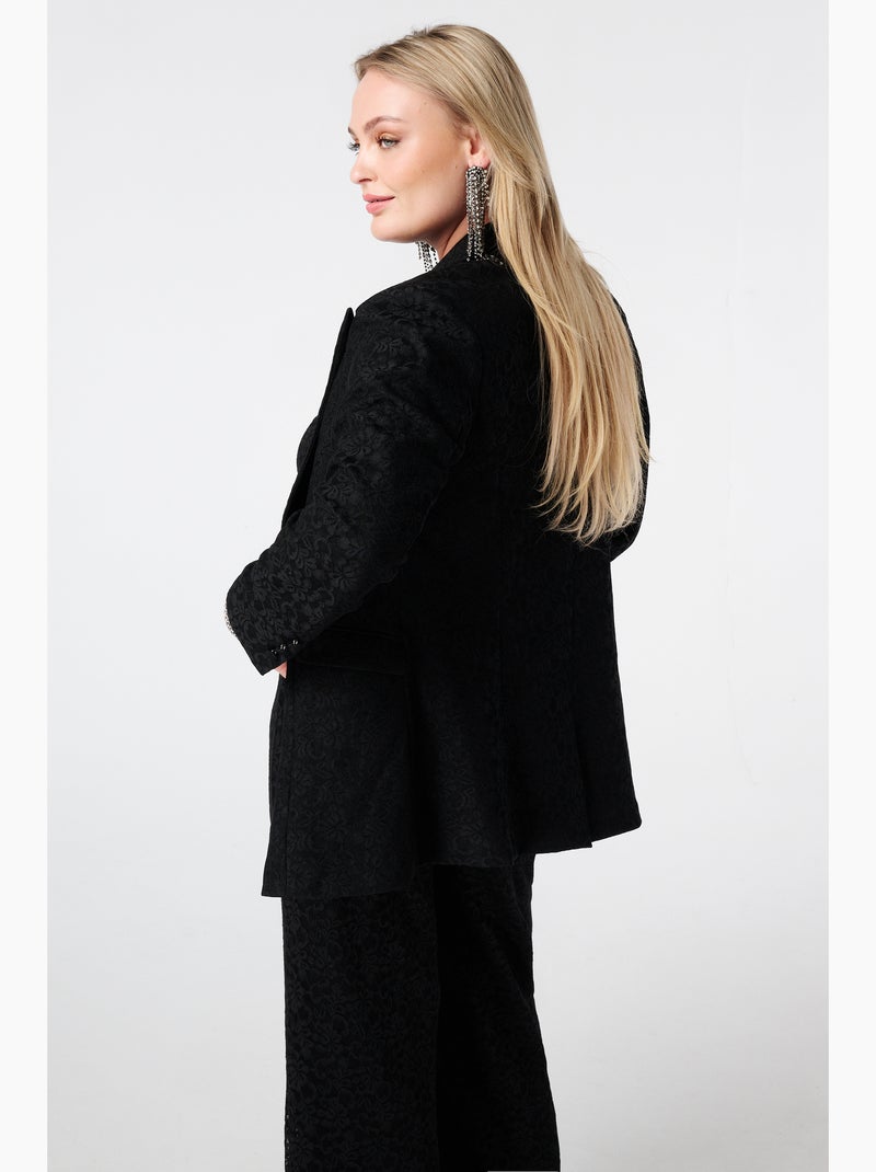 MS MODE Veste Blazer cintré en dentelle Noir - Kiabi