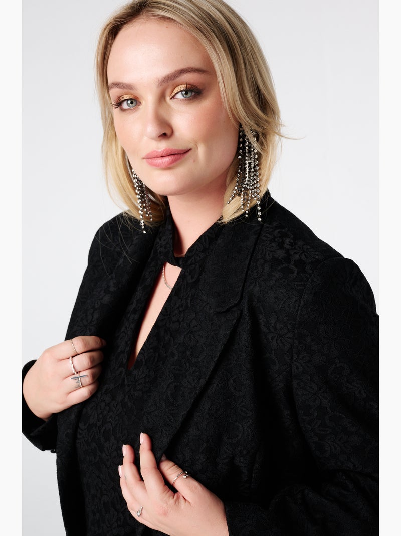 MS MODE Veste Blazer cintré en dentelle Noir - Kiabi