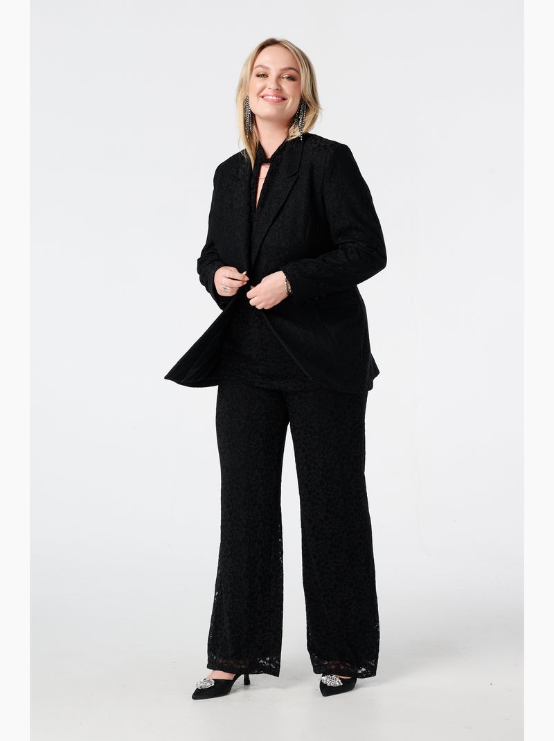 MS MODE Veste Blazer cintré en dentelle Noir - Kiabi