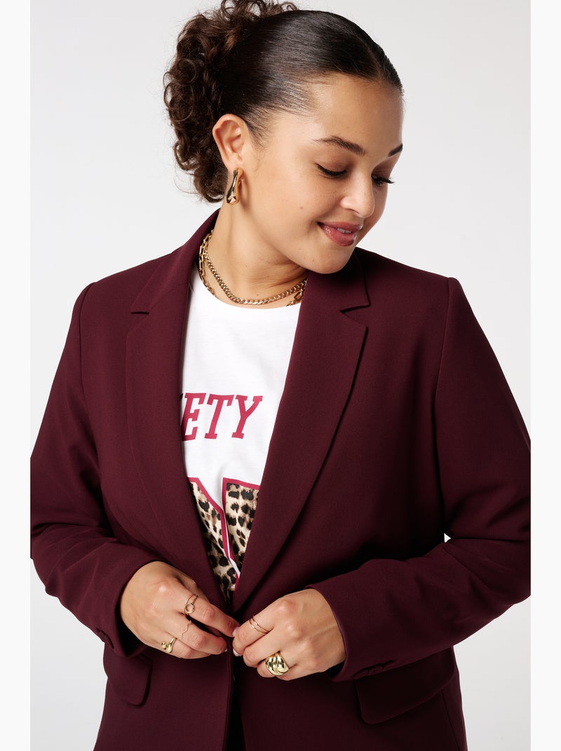 MS MODE Veste Blazer classique Bordeaux - Kiabi