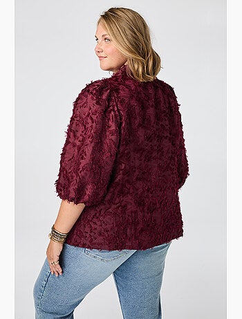 Ms mode veste blazer duveteux à manches bouffantes