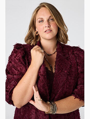Ms mode veste blazer duveteux à manches bouffantes