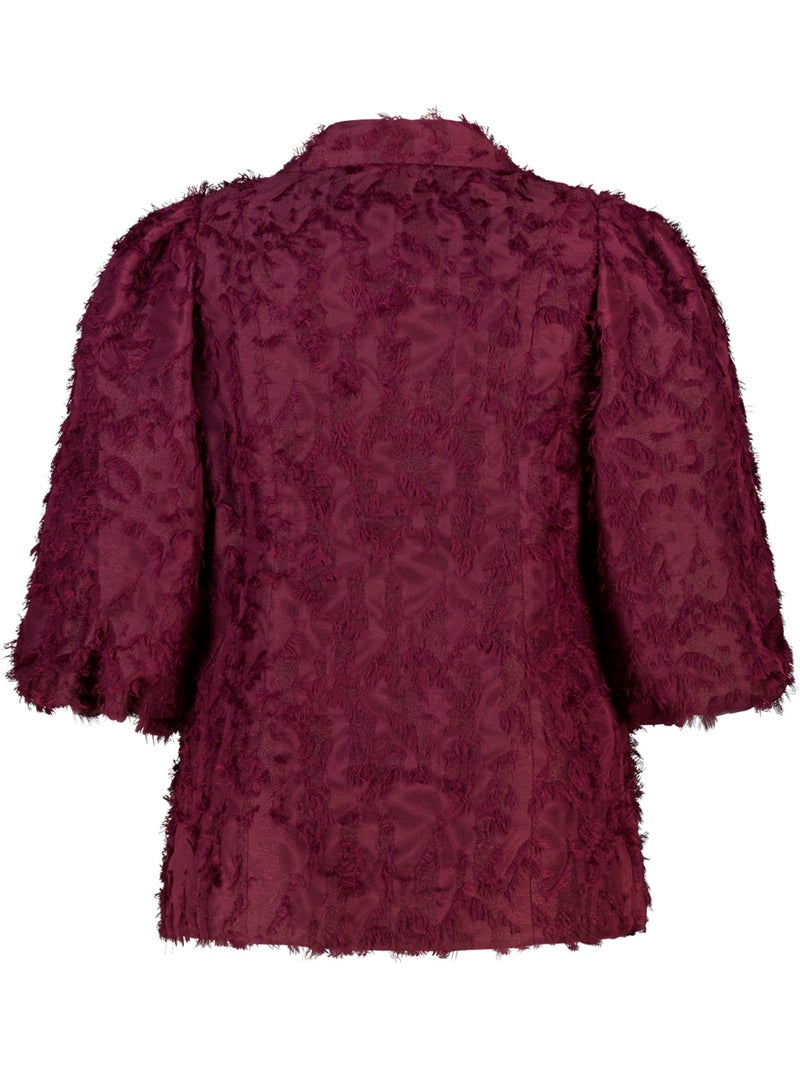 Ms mode veste blazer duveteux à manches bouffantes Bordeaux - Kiabi