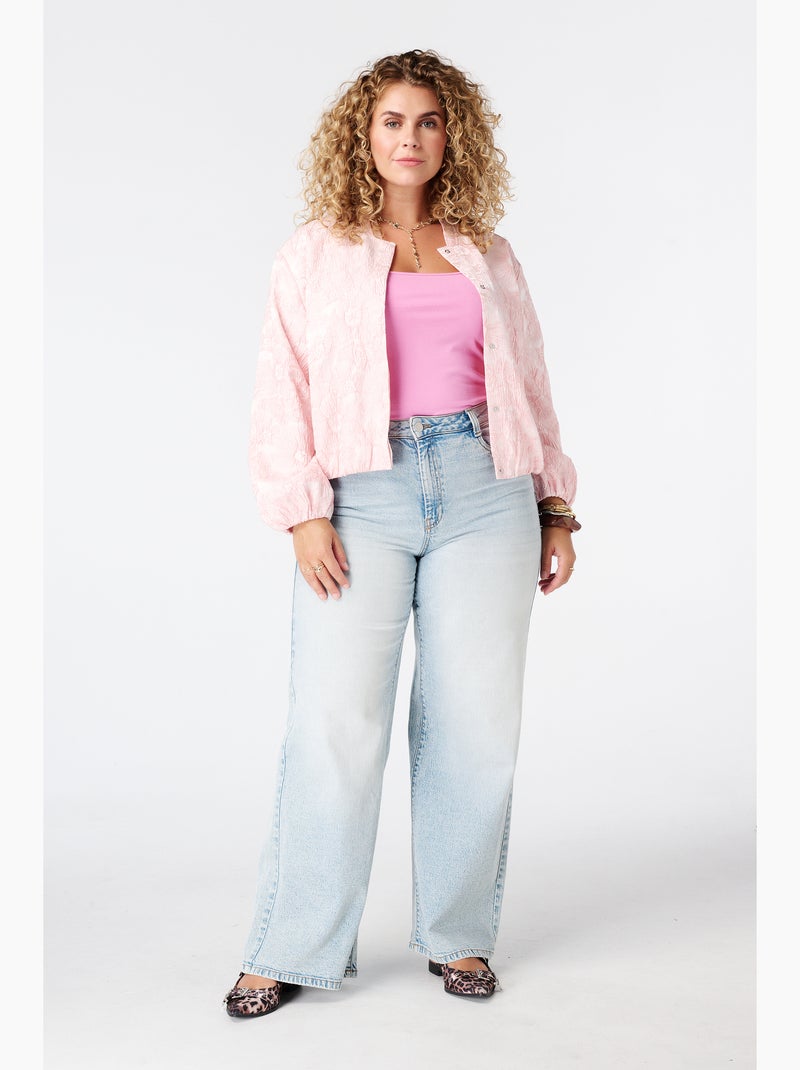 Ms mode veste bomber en jacquard Rose clair - Kiabi