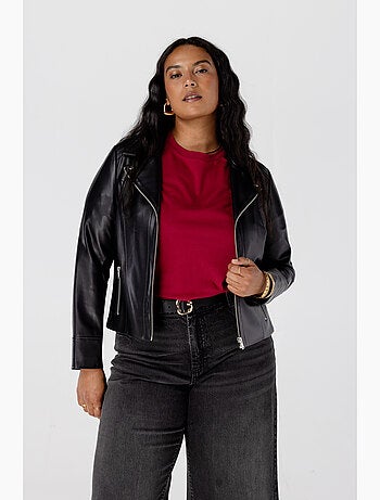 Ms mode veste de style motard en similicuir