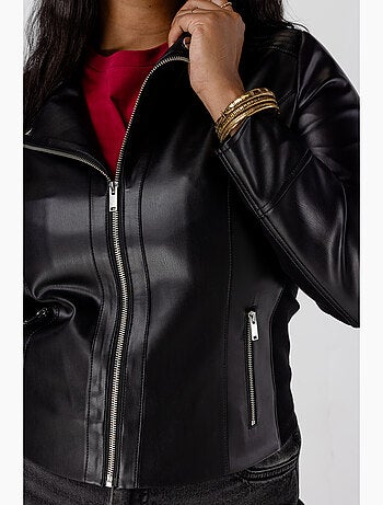 Ms mode veste de style motard en similicuir