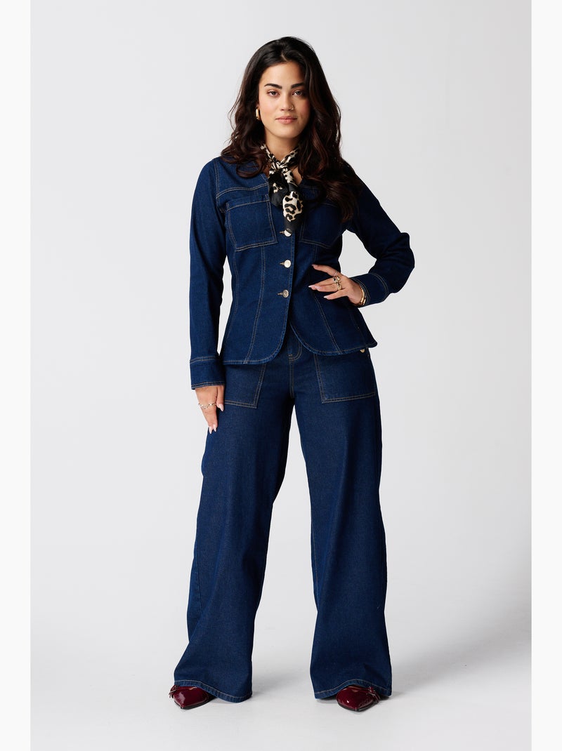 Ms mode veste en denim ajustée Bleu - Kiabi