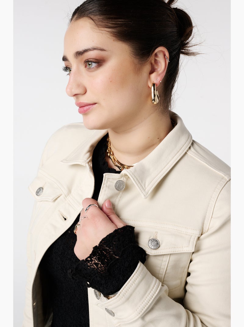 Ms mode veste en jean avec fermeture à boutons Blanc cassé - Kiabi
