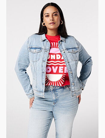 Ms mode veste en jean avec fermeture à boutons