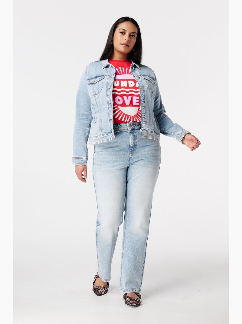 Ms mode veste en jean avec fermeture à boutons Bleu denim - Kiabi